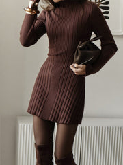 Long Sleeve High Neck Sweater Dress