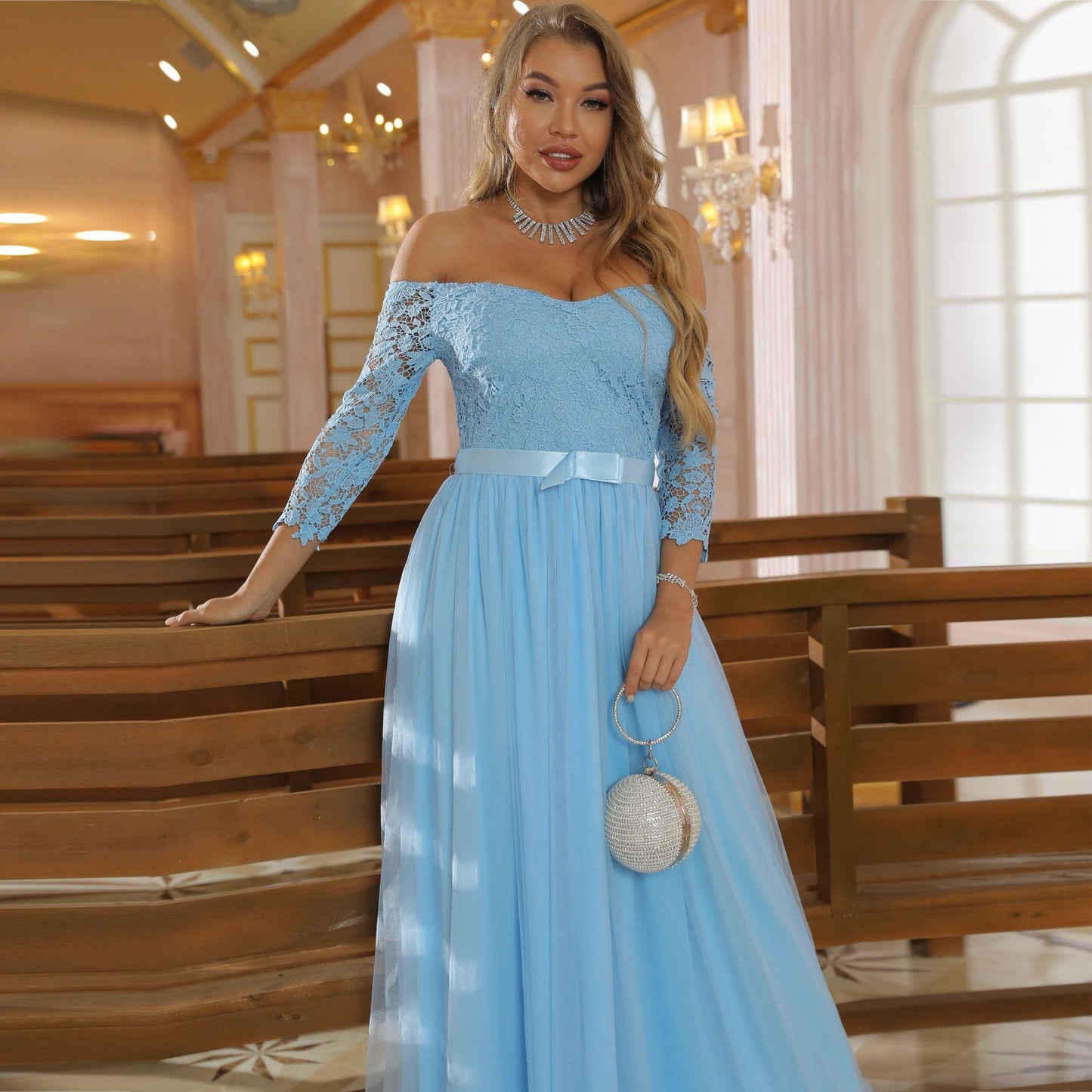 Can't Hurry Love Off The Shoulder Maxi Dress