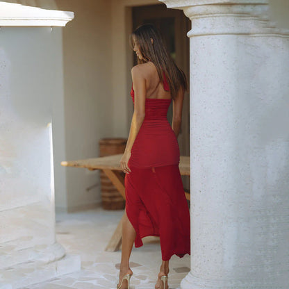 Raze Halter Dress - Red