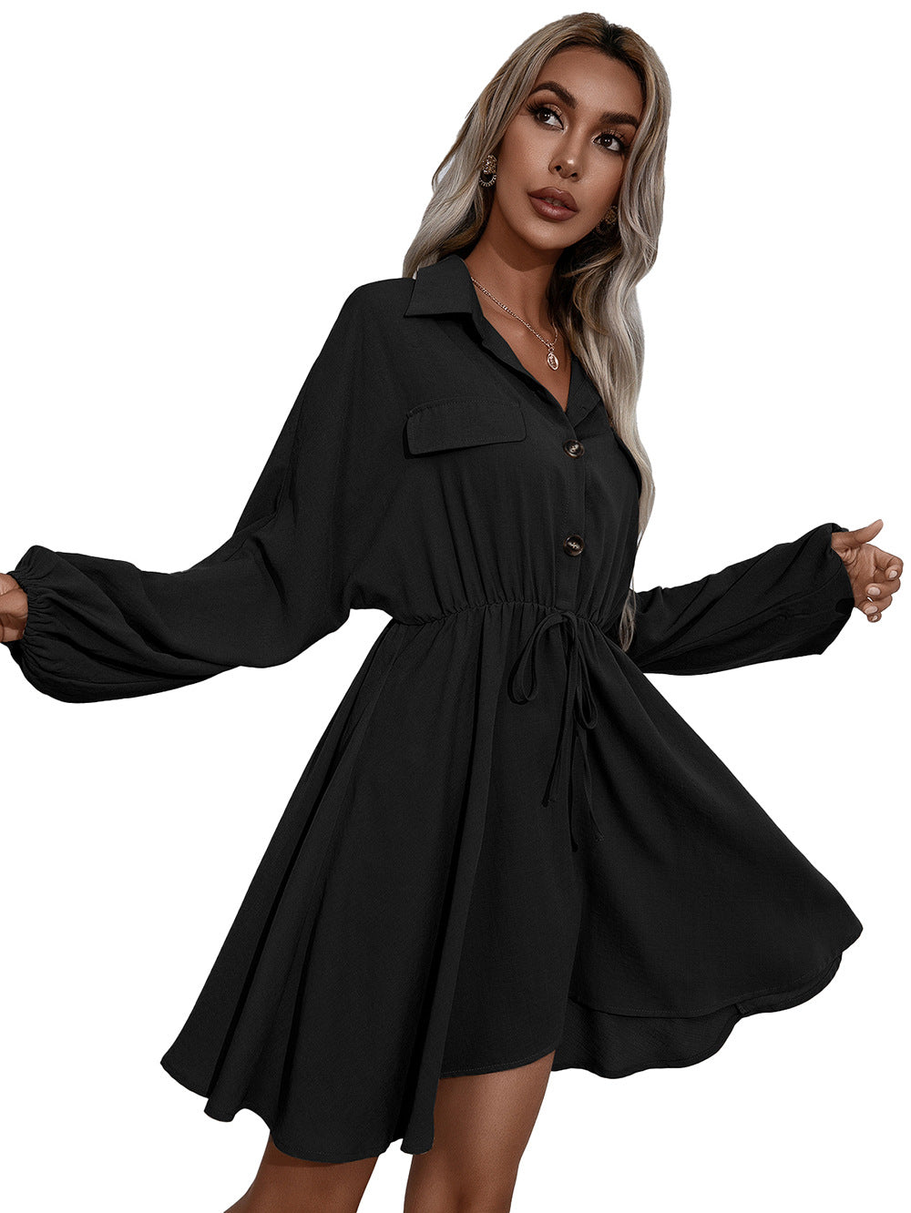 Remy Cotton Pocketed Shirt Dress - Ink - FINAL SALE