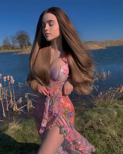 Pastel Tide Ruffle Swimsuit - Pink