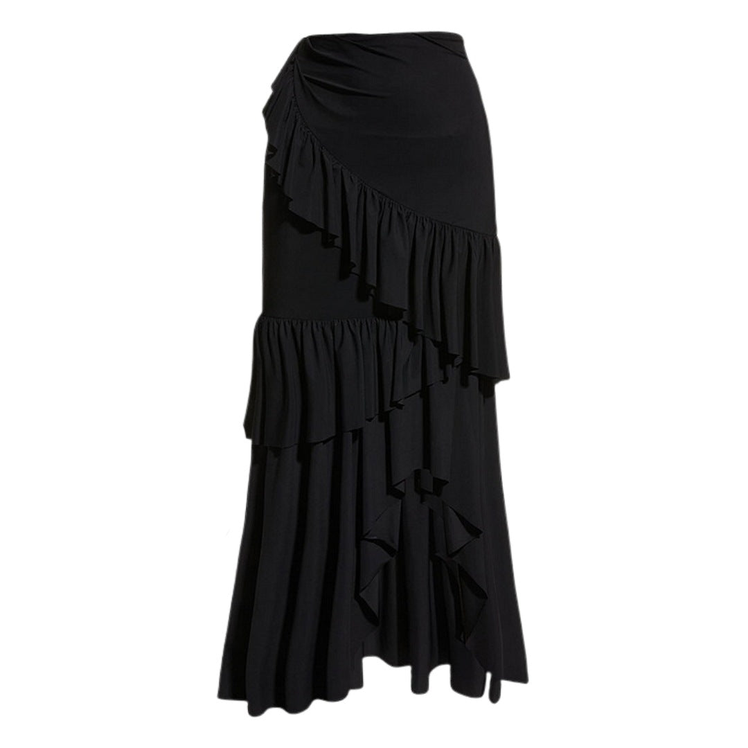 Nyoka One Shoulder Full Sleeve Swimsuit Set - Black