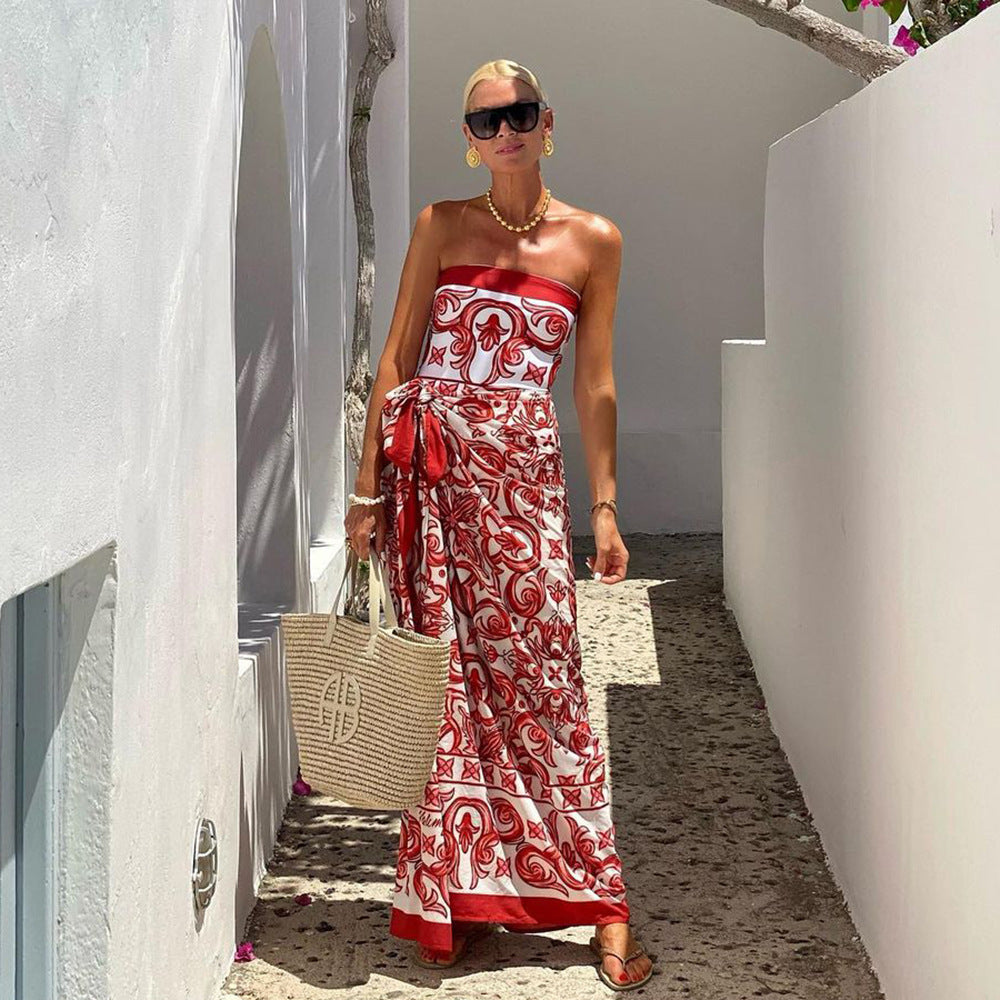 Seaside Rouge Swimsuit Set - Red