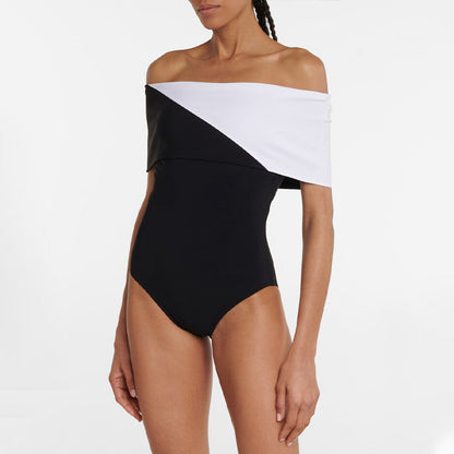 Eclipse Off-Shoulder Swimsuit  - Black