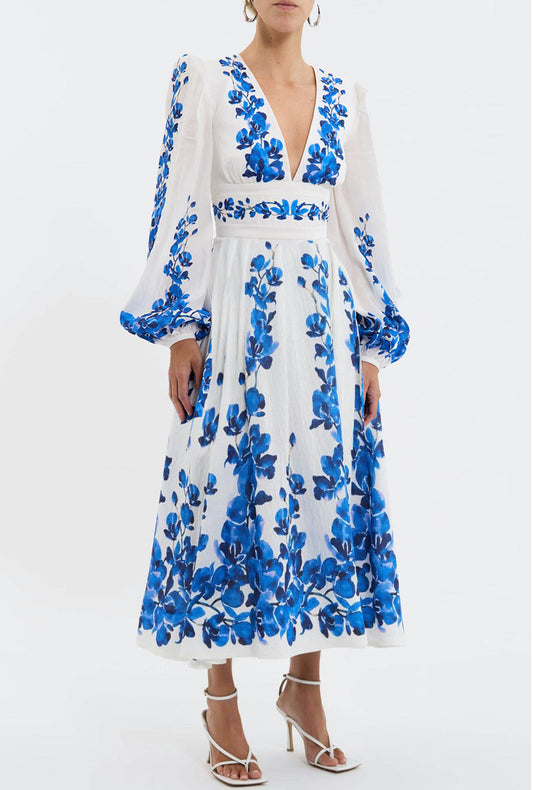 Monte Coast Swimsuit Long Skirt Set - Blue