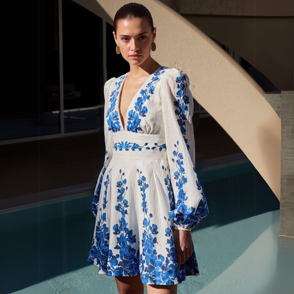 Monte Coast  Swimsuit Short Skirt Set - Blue