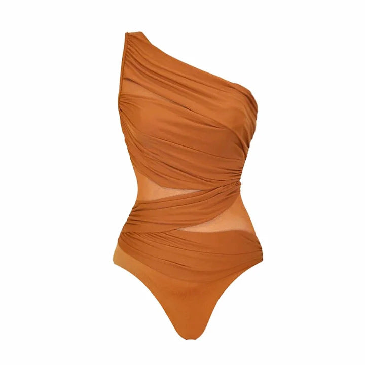 Dune Dance One-Shoulder Swimsuit - Orange