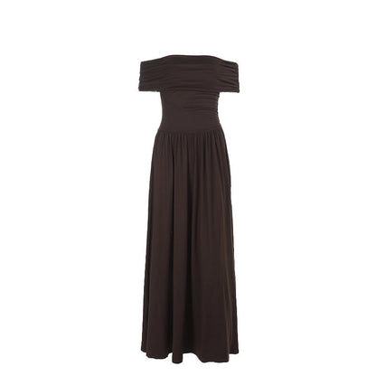 Dahlia Off-Shoulder Dress - Brown