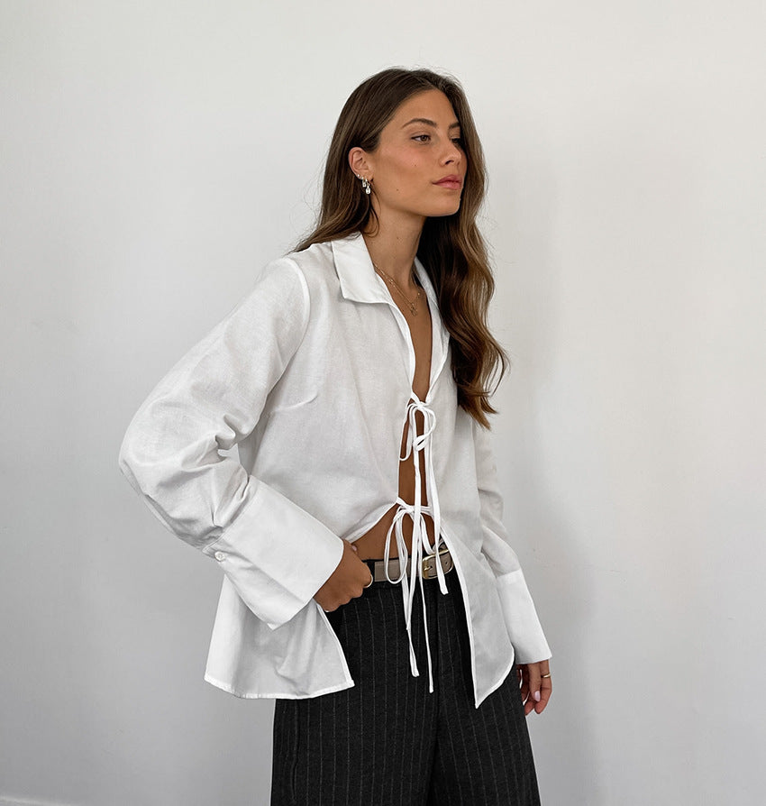 Siren Tie-Up Top - White