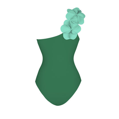 Pablo One Shoulder Swimsuit  - Green