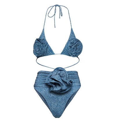 Denim Drip Bikini  - Blue