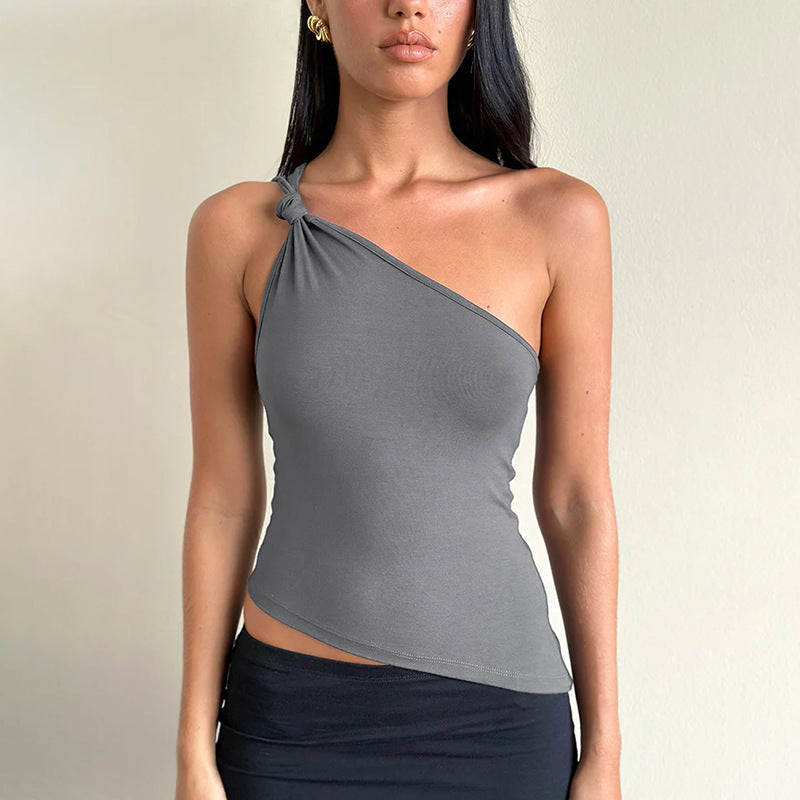 Cranston One-Shoulder Top - Grey
