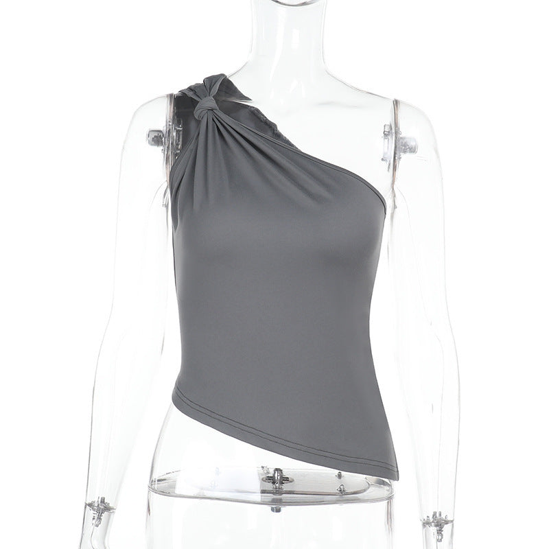Cranston One-Shoulder Top - Grey