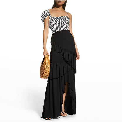 Nyoka Off-Shoulder Swimsuit  Set - Black