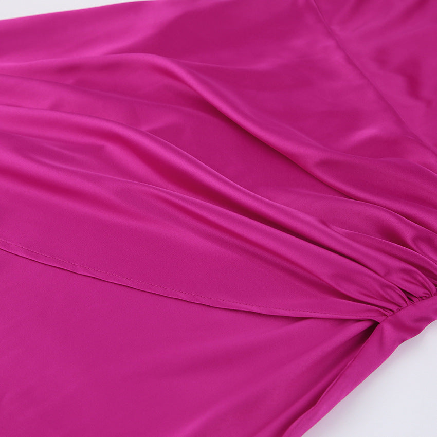 Didi Satin Drape Mini Dress - Bright Fuchsia