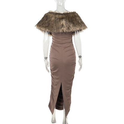 Mocha 2 piece Maxi Dress - Brown