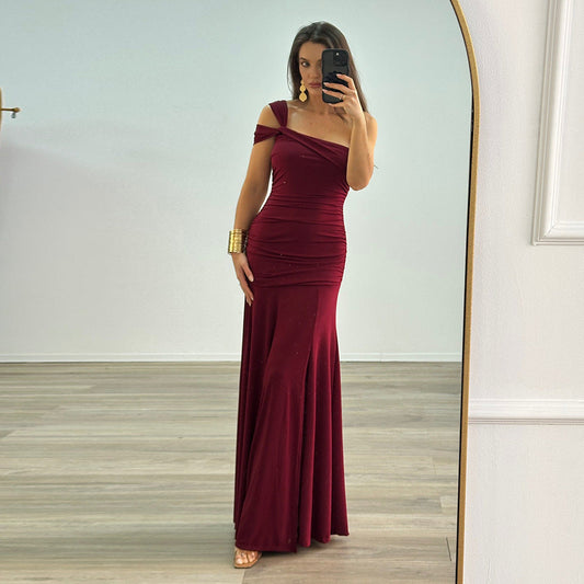Elara Maxi Dress- Maroon