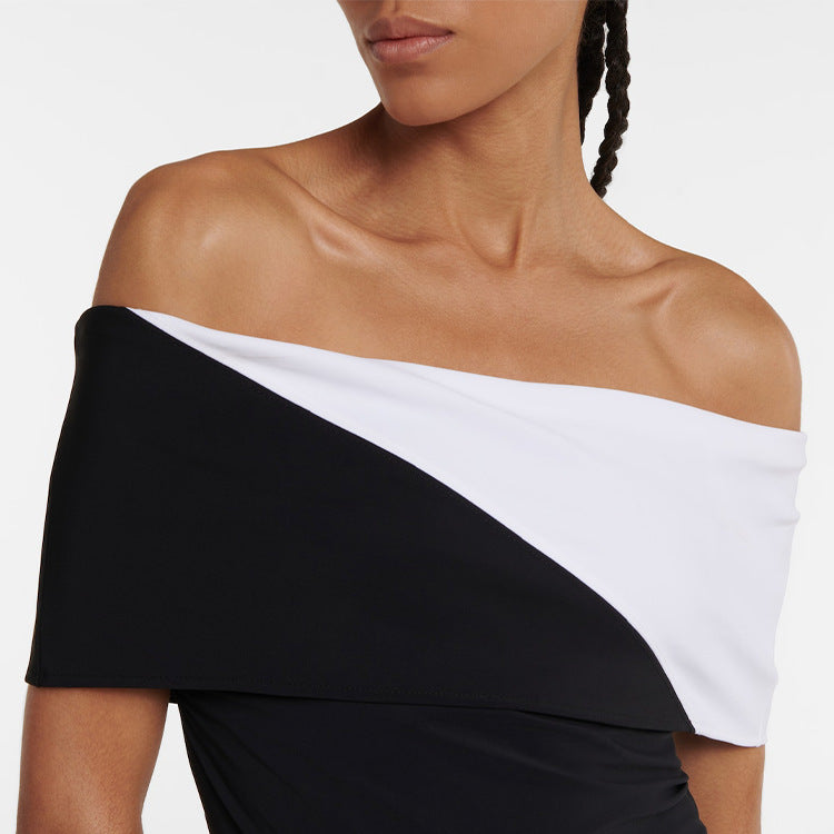 Eclipse Off-Shoulder Swimsuit  - Black