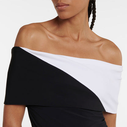 Eclipse Off-Shoulder Swimsuit  - Black