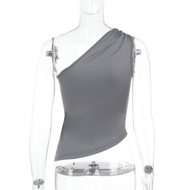 Cranston One-Shoulder Top - Grey