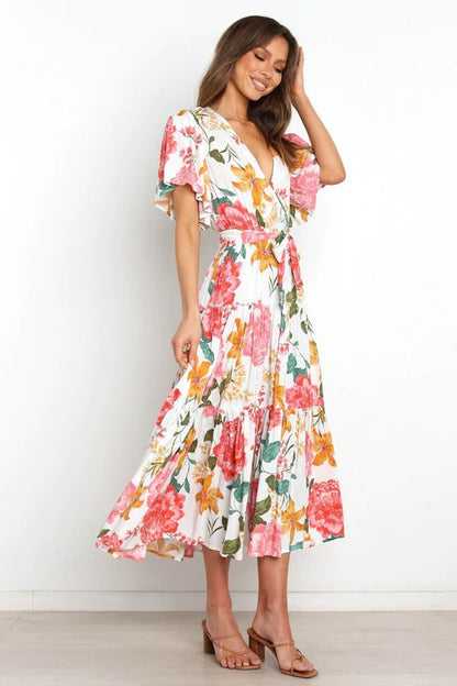 Taylen Satin Floral Cutout Maxi Dress - FINAL SALE