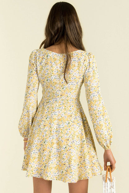 Inner Sunset Floral Smocked Cutout Dress - Sage