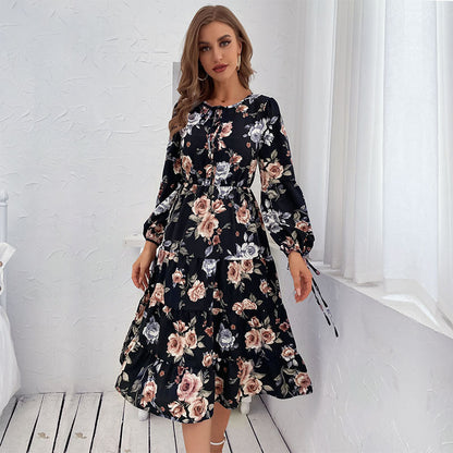 Early Sunset Floral Plisse Midi Dress