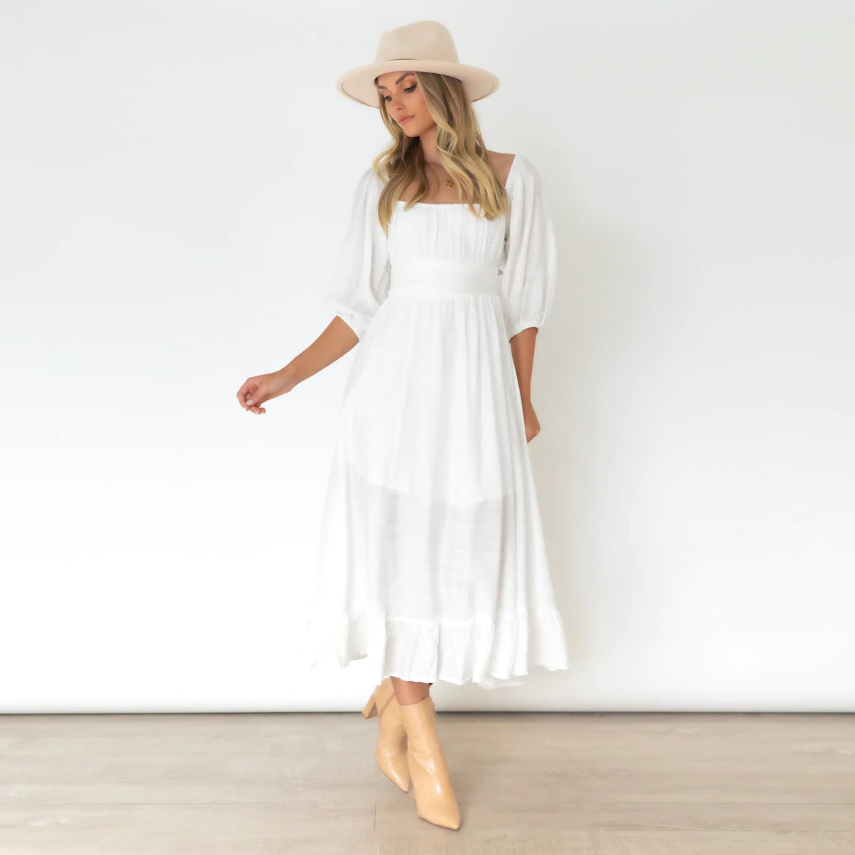 Katelyn Puff Sleeve Midi Dress