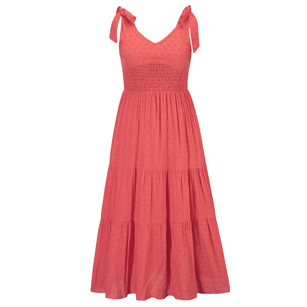 Remembered Always Swiss Dot Peplum Maxi Dress - Rose - FINAL SALE