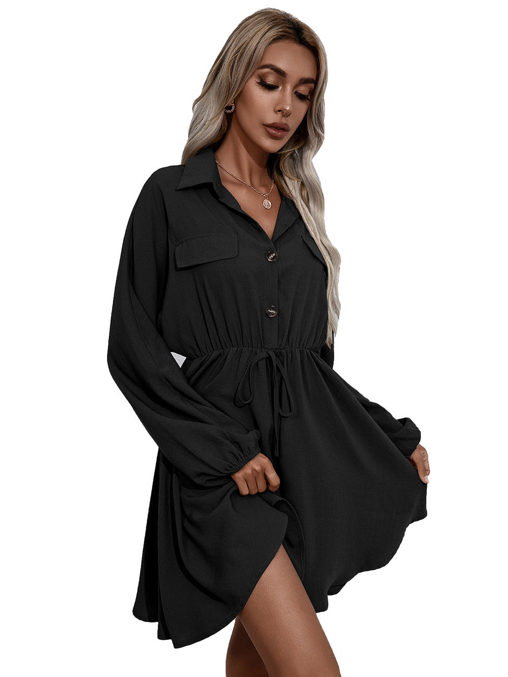 Remy Cotton Pocketed Shirt Dress - Ink - FINAL SALE