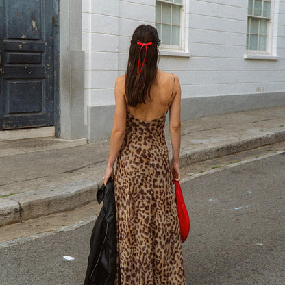 Leopard Aura Midi Dress - Brown