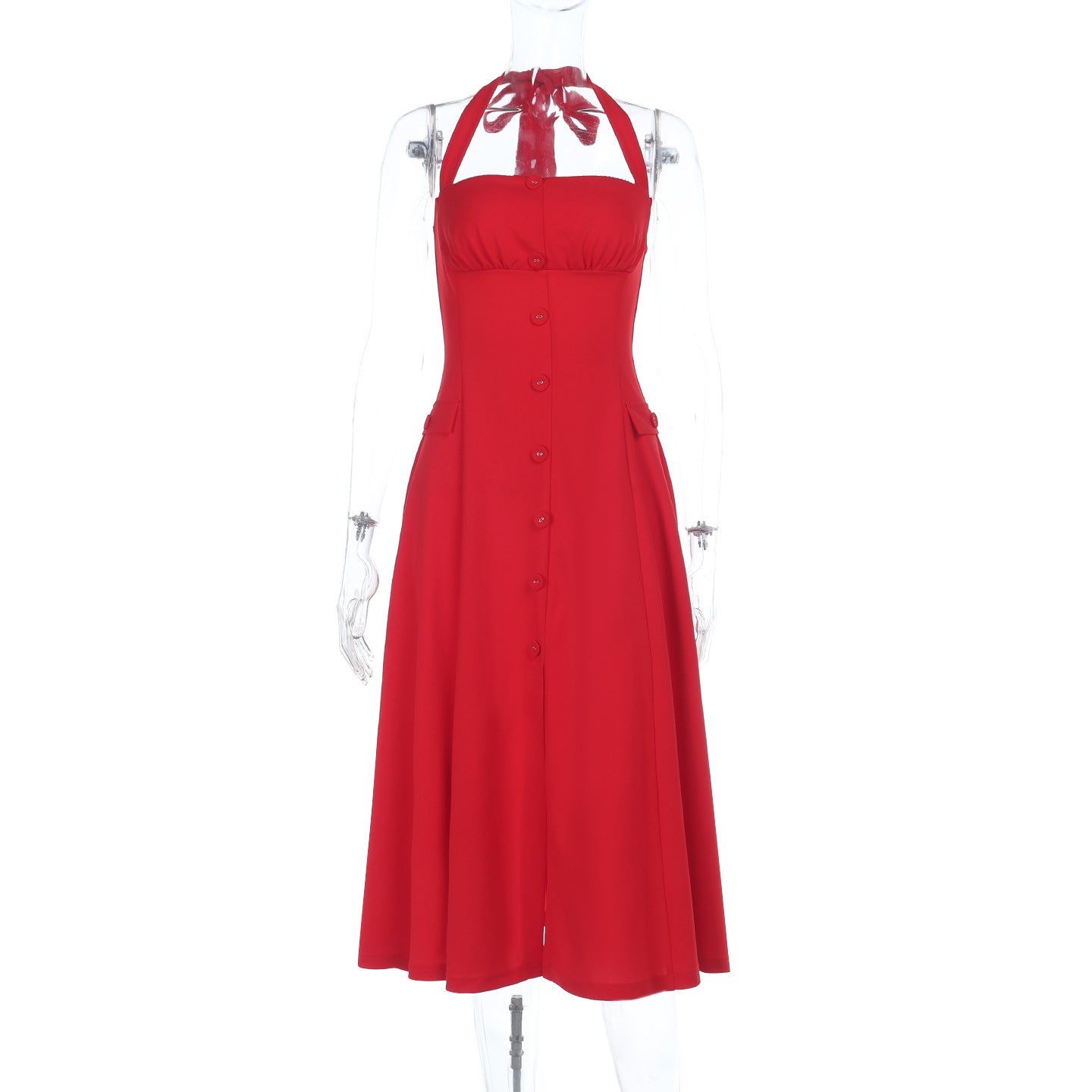 Carnes Midi Dress - Red