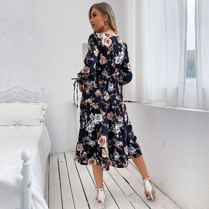 Early Sunset Floral Plisse Midi Dress