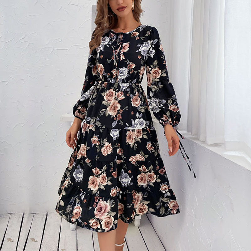 Early Sunset Floral Plisse Midi Dress