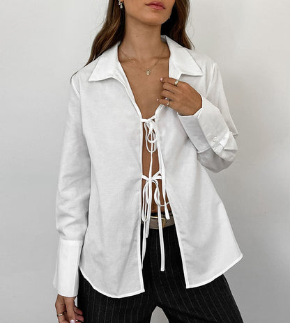 Siren Tie-Up Top - White