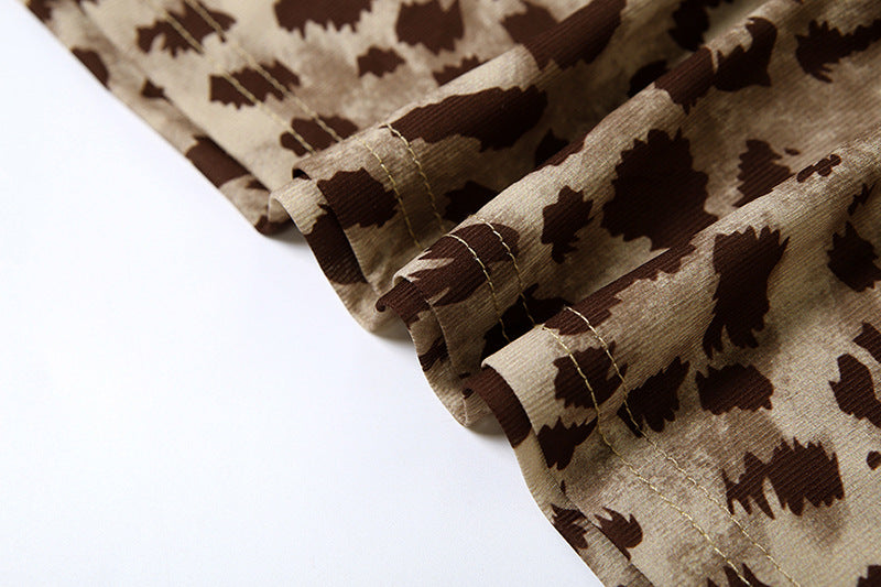 Leopard Aura Midi Dress - Brown