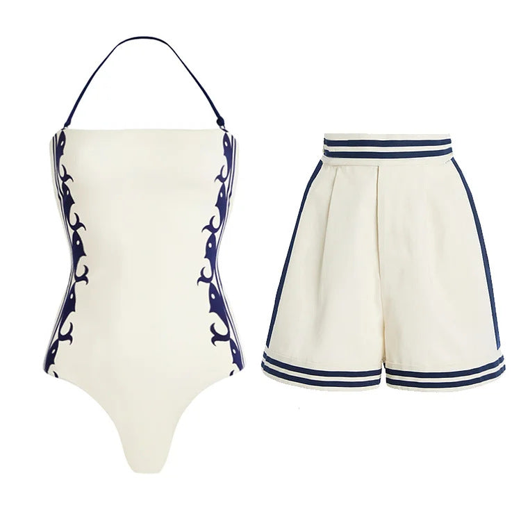 Ivory Tide Swimsuit Shorts Set - White
