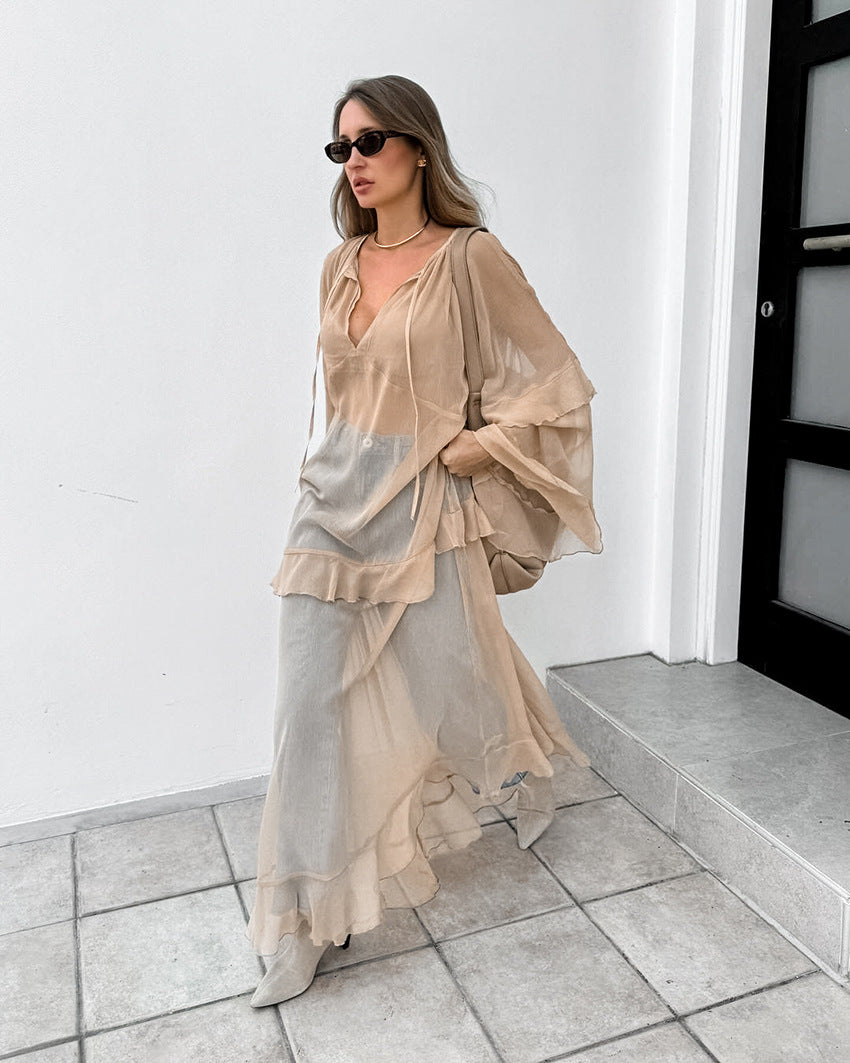 Ronnie Sheer Dress - Khaki