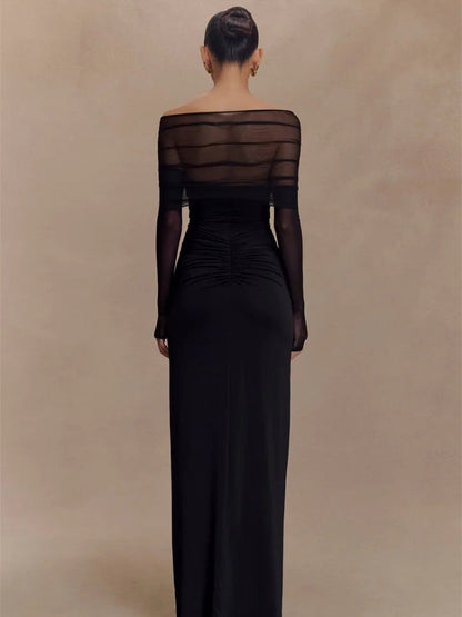 Off Shoulder Cut Out Maxi Dress