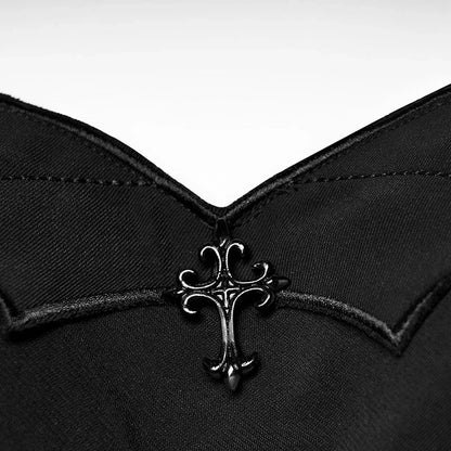Bat Cross Playful Elastic A-Line Sexy Black Dress