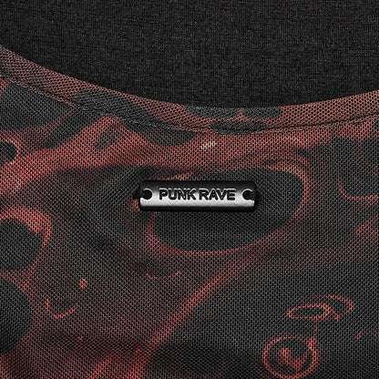 Gothic Wormhole Print Drawstring Eyelet Dress