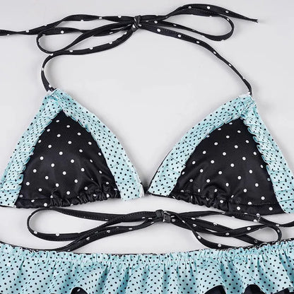 Polka Dot Ruffled Bikini Set