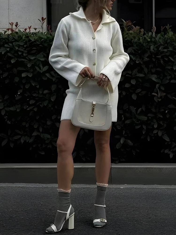 Preppy Knitted Cardigan & Mini Skirt Two Piece Set