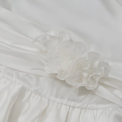 Rose Satin Backless Mini Dress