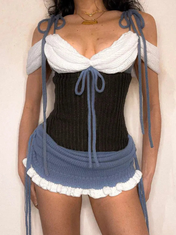 Ruched Knitted Mini Dress