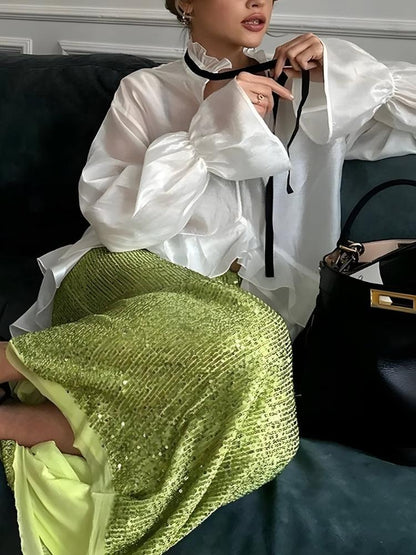 Ruffled Sheer Blouse