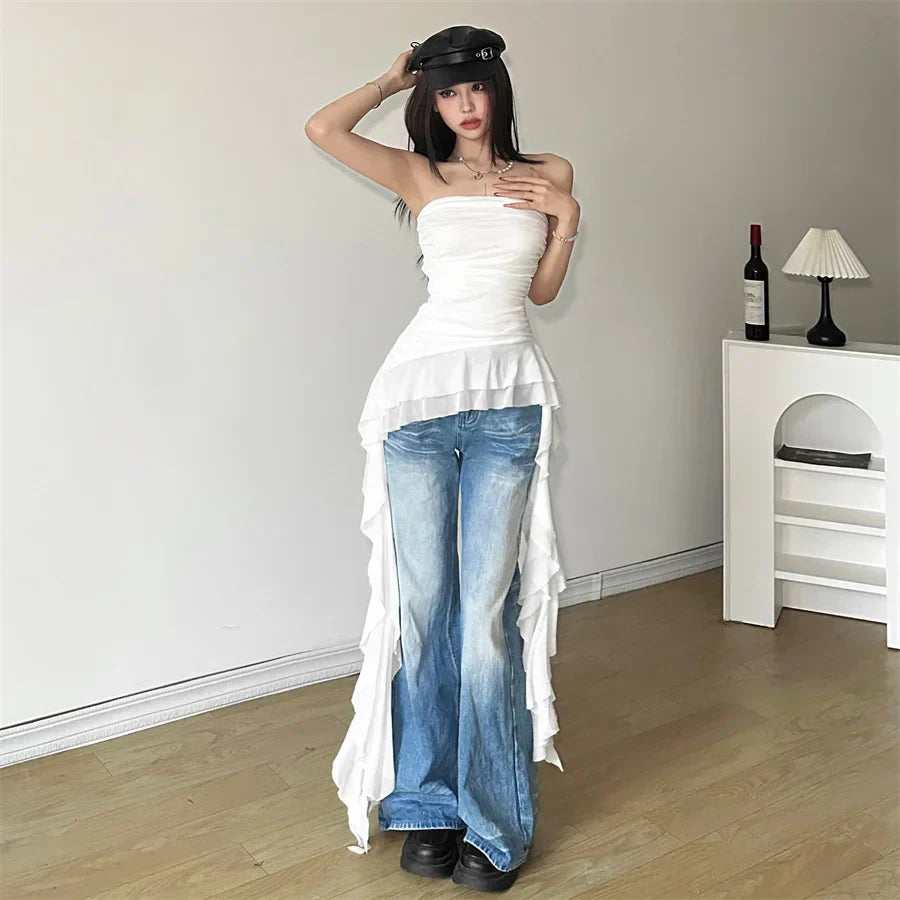 Ruffled Strapless Top