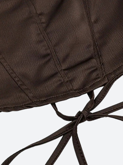 Satin Lace Up Corset Top