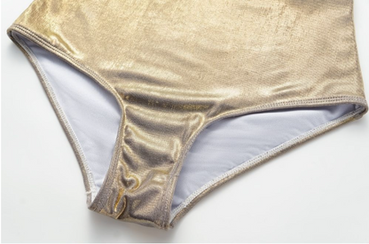 Golden Tide V-neck Swimsuit  - Gold