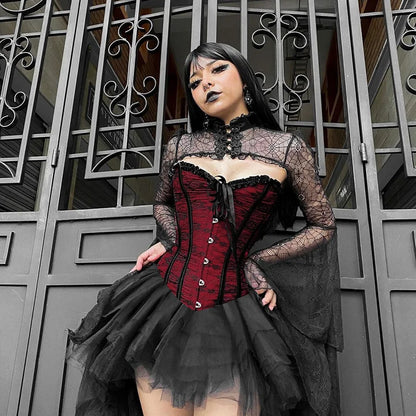 Sexy Floral Lace Corset Bustier Vintage Gothic Top